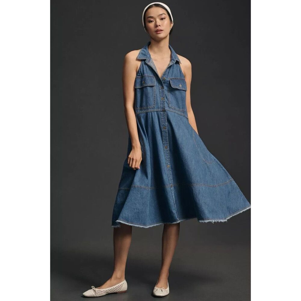 Anthropologie Pilcro Sleeveless Halter Swing Midi Dress